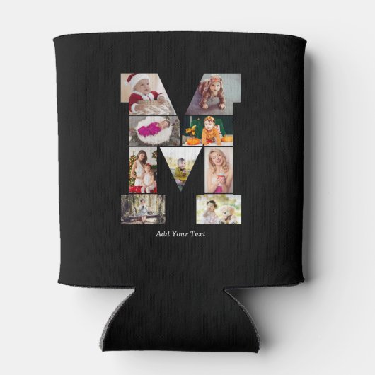 Black and White Letter M Photo Collage 缶クーラー (裏面)