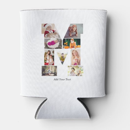 Black and White Letter M Photo Collage 缶クーラー (正面)