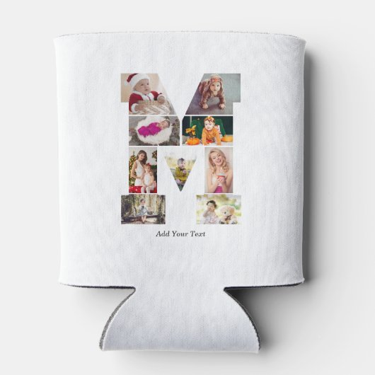 Black and White Letter M Photo Collage 缶クーラー (裏面)