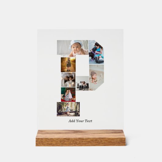 Black and White Letter P Photo Collage アクリルサイン (正面)