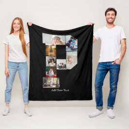 Black and White Letter P Photo Collage フリースブランケット