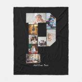 Black and White Letter P Photo Collage フリースブランケット (正面)