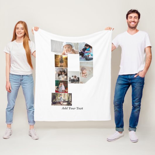 Black and White Letter P Photo Collage フリースブランケット (インサイチュ)