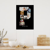 Black and White Letter P Photo Collage ポスター (キッチン)