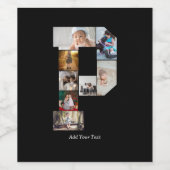 Black and White Letter P Photo Collage ワインラベル (シングルラベル)
