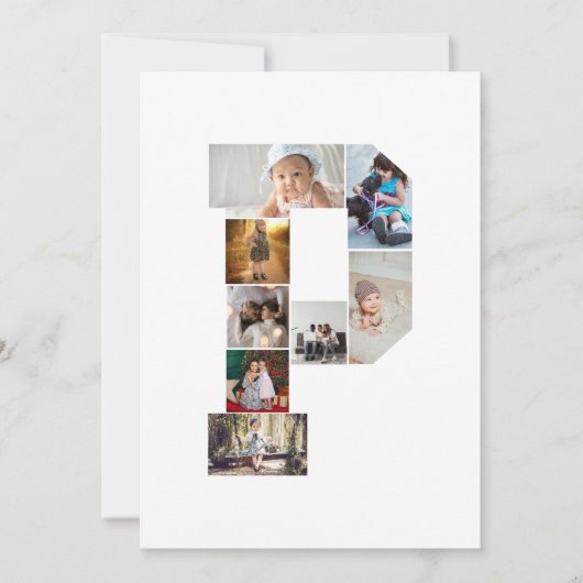 Black and White Letter P Photo Collage 案内状 (正面)