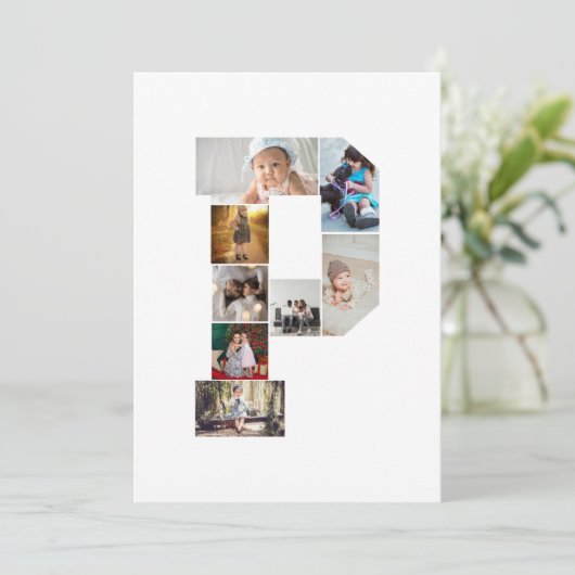 Black and White Letter P Photo Collage 案内状 (スタンド正面)
