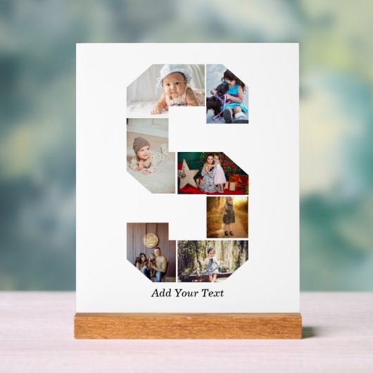 Black and White Letter S Photo Collage アクリルサイン (ニュートラル)