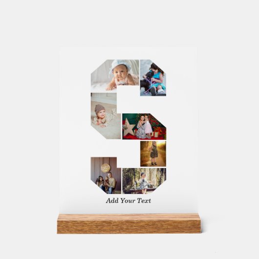 Black and White Letter S Photo Collage アクリルサイン (正面)