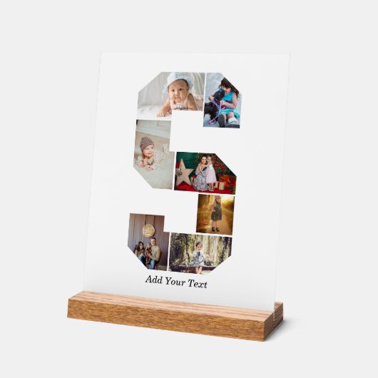 Black and White Letter S Photo Collage アクリルサイン (傾斜)