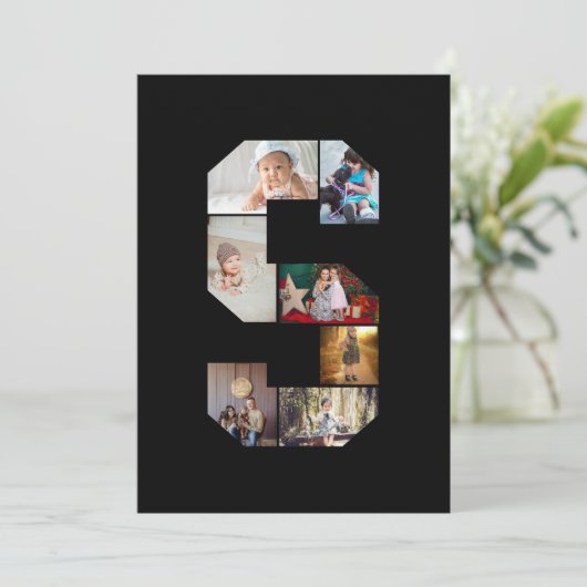 Black and White Letter S Photo Collage カード (スタンド正面)