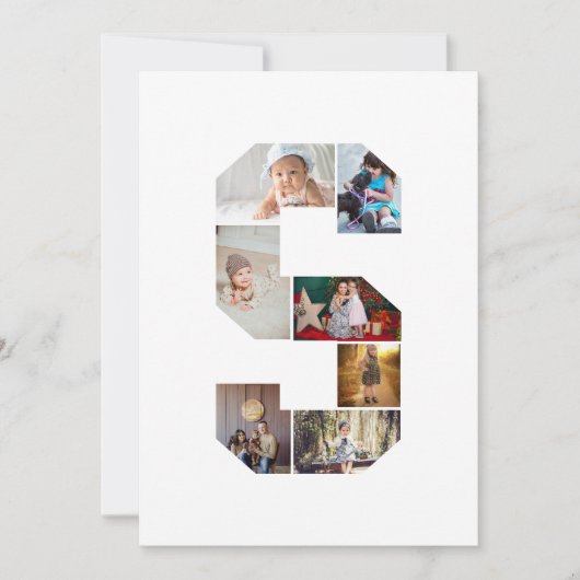 Black and White Letter S Photo Collage サンキューカード (正面)