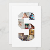 Black and White Letter S Photo Collage サンキューカード (正面/裏面)