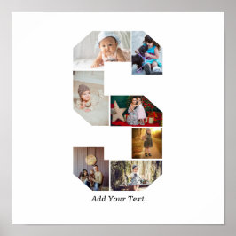 Black and White Letter S Photo Collage ポスター