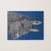 black and white lifelike drawing of cute donkey ジグソーパズル (横)