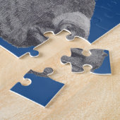 black and white lifelike drawing of cute donkey ジグソーパズル (側面)