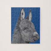 black and white lifelike drawing of cute donkey ジグソーパズル (縦)