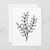 Black and White line art delicate leaves ポストカード (正面/裏面)
