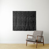 Black and White Linear Block Pattern - Black タペストリー (インサイチュ(横))