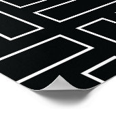 Black and White Linear Block Pattern - Black ポスター (角)