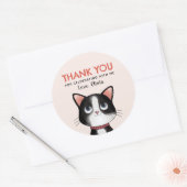 Black and white little kitten thank you ラウンドシール (封筒)
