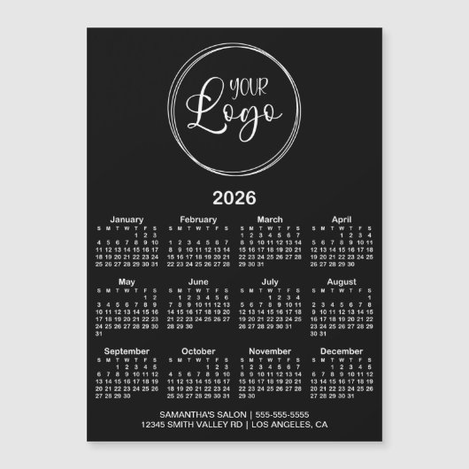 Black and White Logo 2026 Magnetic Calendar (正面)
