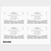 Black and white logo Floral Candle Label 長方形シール (シート)