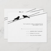 Black and White Love Birds on a Wire RSVP (正面/裏面)