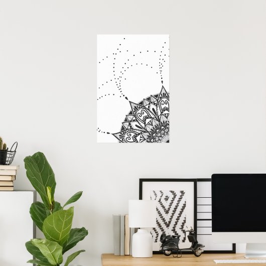 Black and white mandala poster ポスター (ホームオフィス)