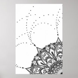 Black and white mandala poster ポスター