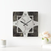 Black and white marble スクエア壁時計 (ホーム)