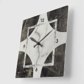 Black and white marble スクエア壁時計 (傾斜)