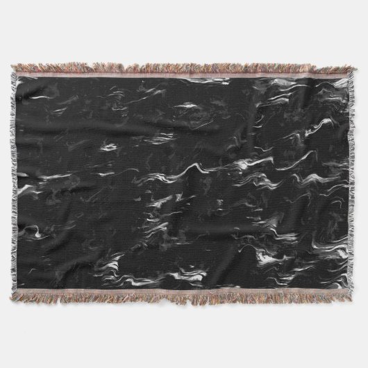 Black and White Marble Art  スローブランケット (正面)