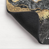 Black and White Marble Gold Foil Monogram マウスパッド (コーナー)