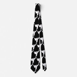 Black and white martial art kickbox pattern ネクタイ