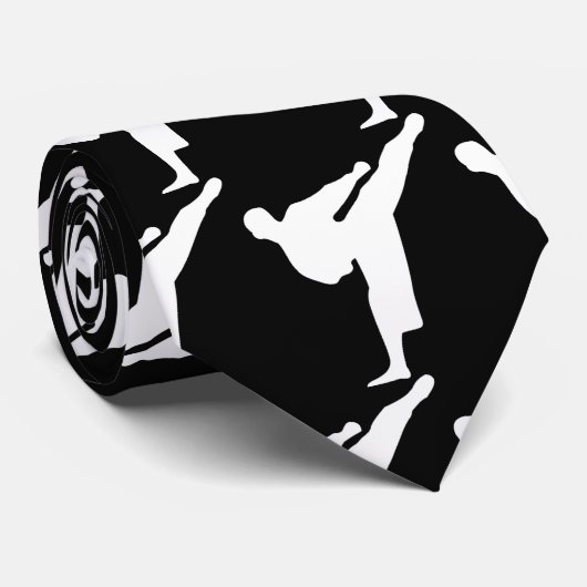 Black and white martial art kickbox pattern ネクタイ (ロール)