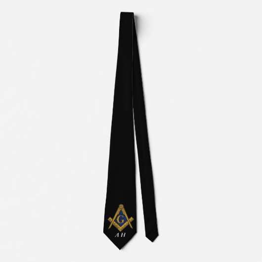 Black and White Masonic Freemason Monogram ネクタイ (正面)
