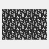 Black And White Meadow Ink Stamp ラッピングペーパーシート (正面3)