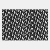 Black And White Meadow Ink Stamp ラッピングペーパーシート (正面3)