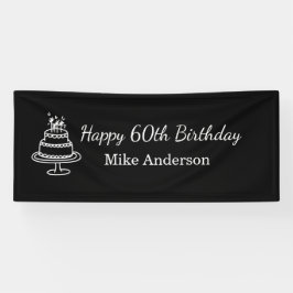 Black and White Mens Birthday Party  横断幕