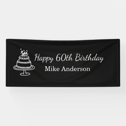 Black and White Mens Birthday Party  横断幕 (横)