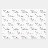 Black and White Merry Christmas Snowflakes ラッピングペーパーシート (正面)