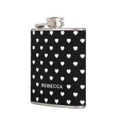 Black and White Mini Hearts Pattern Personalised フラスク (左)