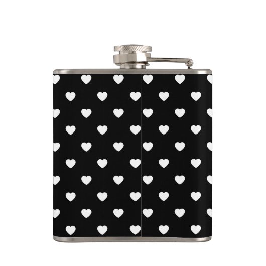 Black and White Mini Hearts Pattern Personalised フラスク (裏面)