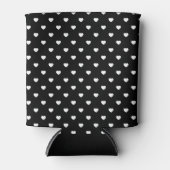 Black and White Mini Hearts Pattern Personalised 缶クーラー (正面)