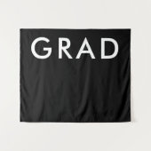 Black and White Minimal Modern Bold Grad Party タペストリー (正面(横))