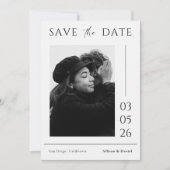 Black And White Minimal Typography Photo Wedding セーブザデート (正面)