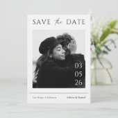 Black And White Minimal Typography Photo Wedding セーブザデート (スタンド正面)