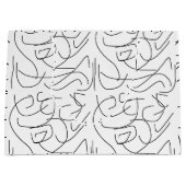 Black and White Minimalist Line Art ラージペーパーバッグ (正面)