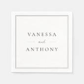 Black and White Minimalist Modern Wedding スタンダードカクテルナプキン (正面)